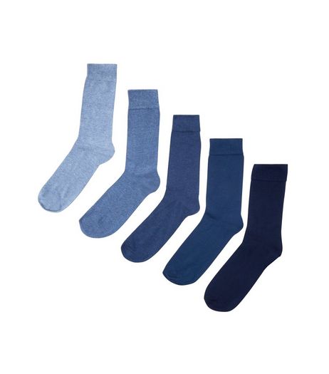 5 Pack Blue Socks | New Look