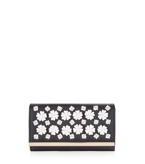 Monochrome 3D Floral Embellished Purse | New Look