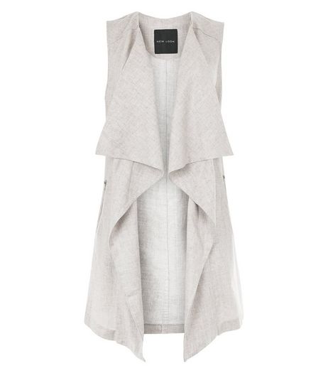 Mink Waterfall Sleeveless Jacket | New Look