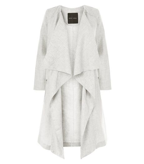 Grey Linen Waterfall Duster Coat | New Look