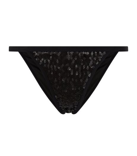 Black Sequin Bikini Bottoms | New Look