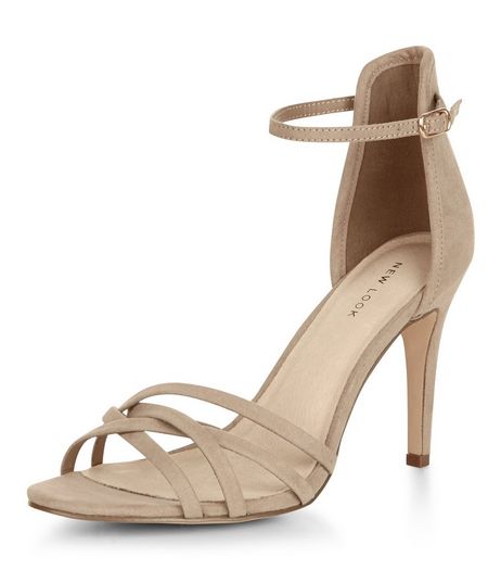 Light Brown Comfort Suedette Cross Strap Heels | New Look