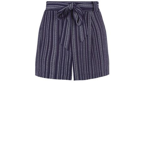 Blue Stripe Tie Waist Shorts | New Look