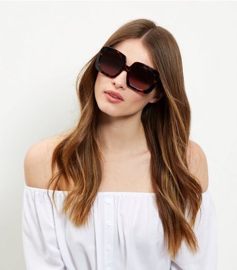 Brown Tortoiseshell Print Oversized Sunglasses | New Look