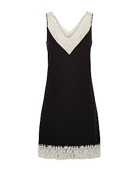 Black Premium Lace Trim Slip Dress  | New Look
