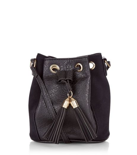 Black Contrast Tassel Duffle Bag | New Look