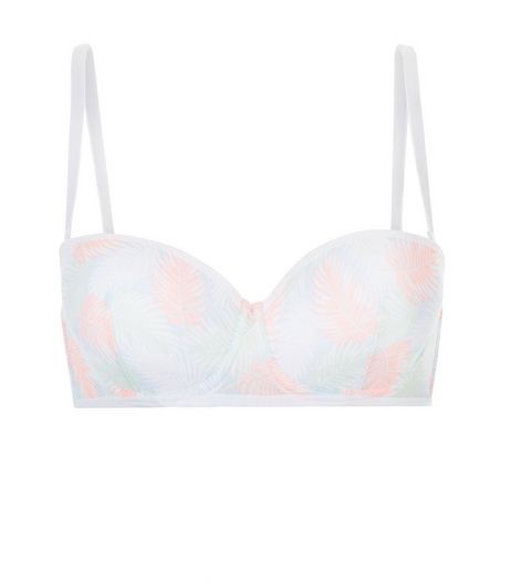 White and Pink Printed Strapless Bra | New Look