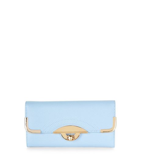 Pale Blue Curved Twist Lock Purse | New Look