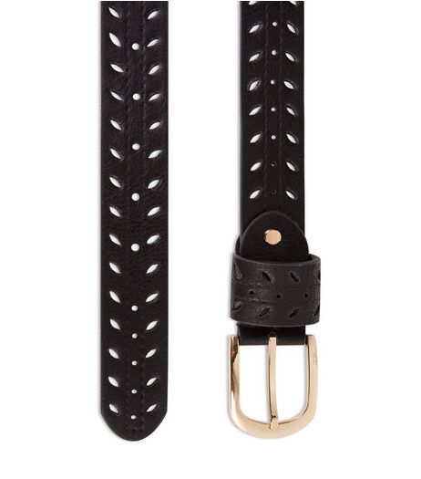 Black Laser Cut Out Jeans Belt | New Look