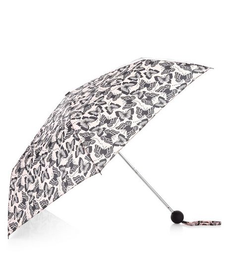 Pink Butterfly Print Umbrella | New Look