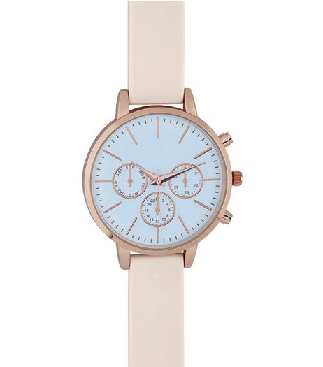 Mid Pink Silicone Strap Contrast Face Watch | New Look