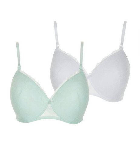Maternity 2 Pack Mint Green and White Moulded Nursing Bras | New Look