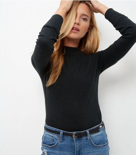 Green Funnel Neck Jumper | New Look