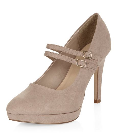 Wide Fit Light Brown Comfort Double Strap Platform Heels | New Look