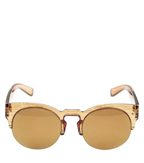 Gold Wood Print Sunglasses | New Look