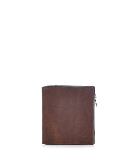 Dark Brown Leather Zip Wallet | New Look
