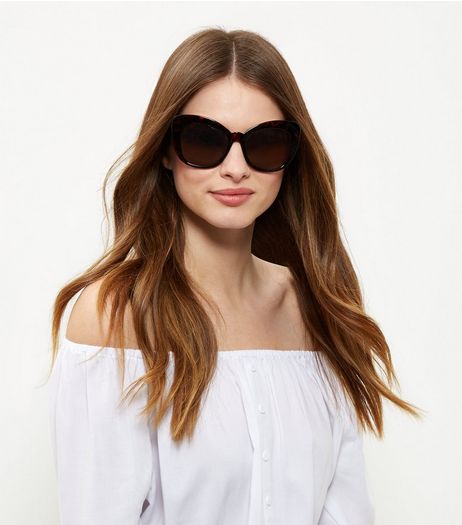 Brown Tortoiseshell Print Cat Eye Sunglasses | New Look