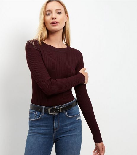 Burgundy Ribbed Jumper | New Look