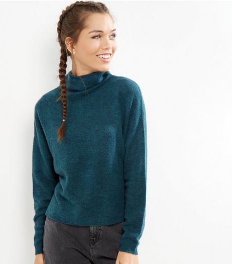 Blue Funnel Neck Cropped Jumper | New Look