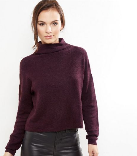 Burgundy Funnel Neck Cropped Jumper | New Look
