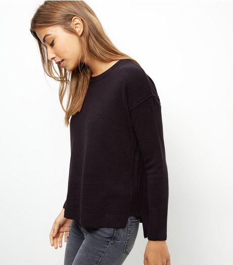 Black Reserve Seam Boxy Jumper | New Look