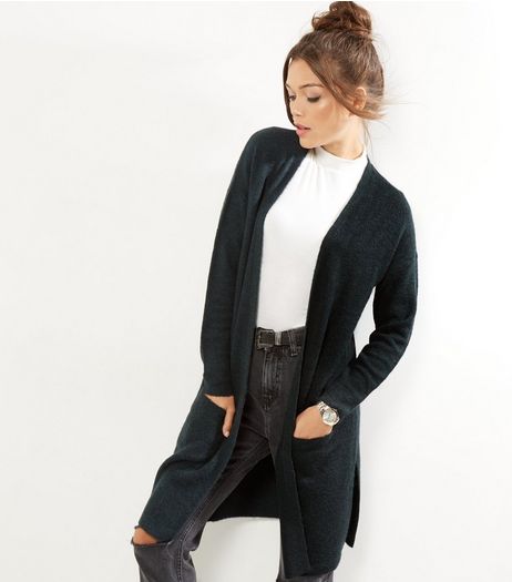 Teal Ribbed Longline Cardigan | New Look