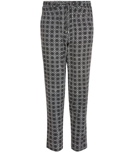 Black Tile Print Slim Leg Trousers | New Look