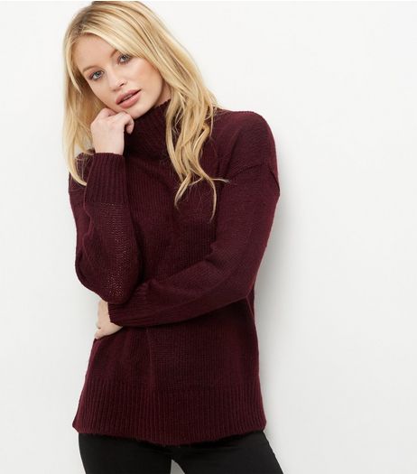 Burgundy Turtle Neck Jumper | New Look