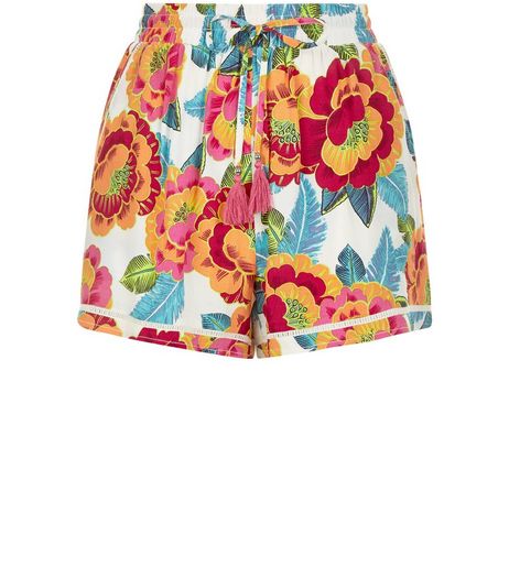 White Floral Print Runner Shorts | New Look