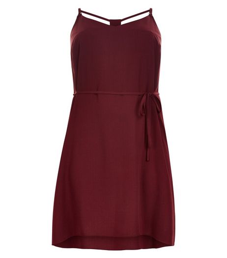 Curves Burgundy Strappy Slip Dress | New Look