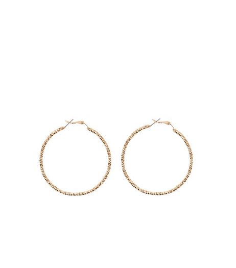Gold Textured Hoop Earrings | New Look