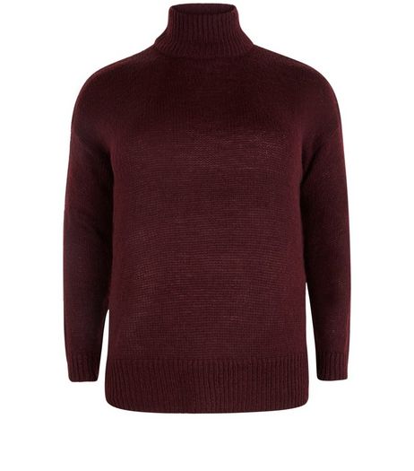 Curves Cream Funnel Neck Ribbed Jumper | New Look