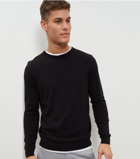 Black Cotton Crew Neck Jumper | New Look