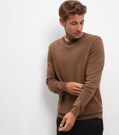 Light Brown Cotton Crew Neck Jumper | New Look
