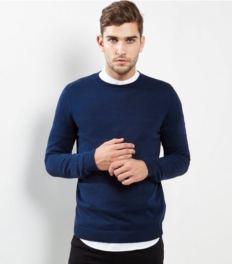 Blue Cotton Crew Neck Jumper | New Look