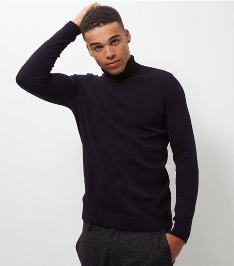 Black Cotton Roll Neck Jumper | New Look