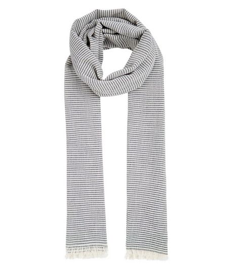 Blue Stripe Longline Fringed Scarf | New Look