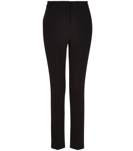 Teens Black Leather-Look Trim Trousers | New Look