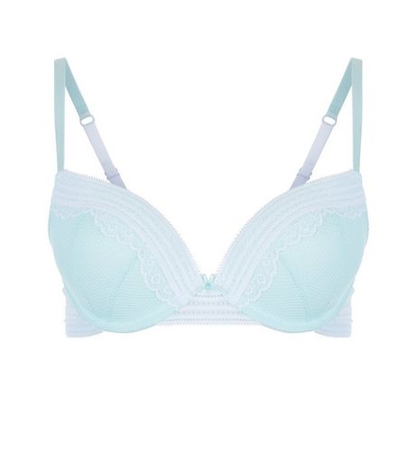 Mint Green Geo Fishnet Push Up Bra | New Look