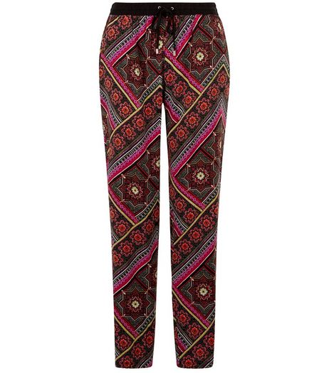 Black Tile Print Trousers | New Look