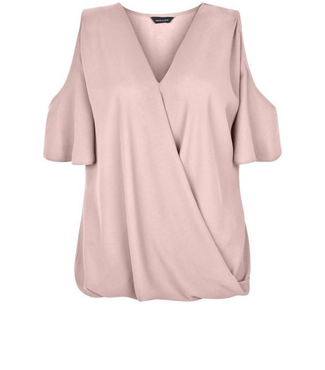 Pink Cold Shoulder Wrap Shell Top | New Look