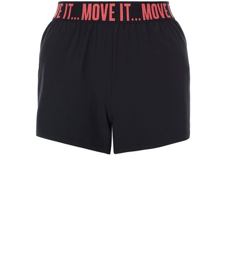 Black Move It Elasticated Waist Sports Shorts | New Look