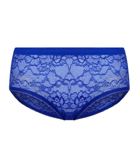 Blue Floral Mesh Brazilian Briefs | New Look