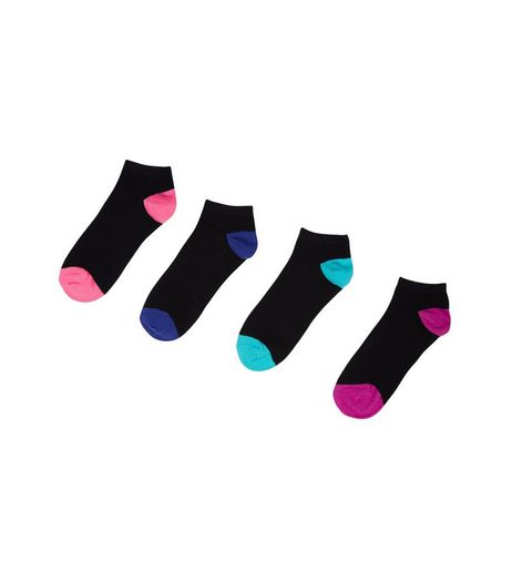 4 Pack Black Contrast Trim Trainer Socks | New Look