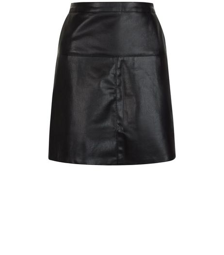 Mela Black Leather-Look Skirt | New Look