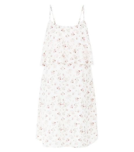 Cream Ditsy Floral Print Layered Slip Dress | New Look