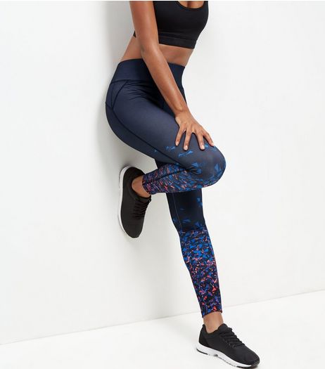 Black Abstract Ombre Print Sports Leggings | New Look