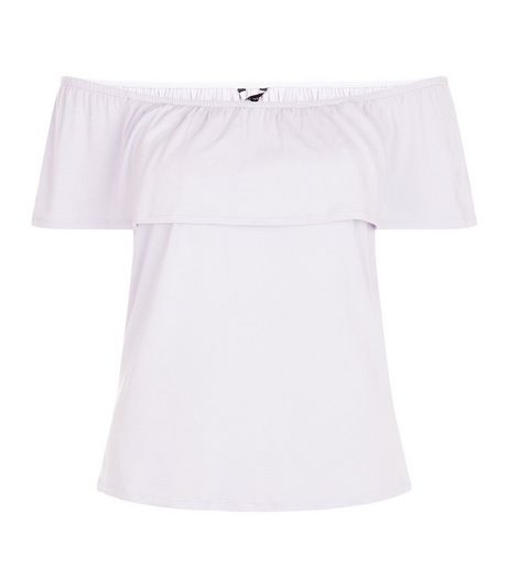 Light Purple Ruffle Trim Bardot Neck Top | New Look