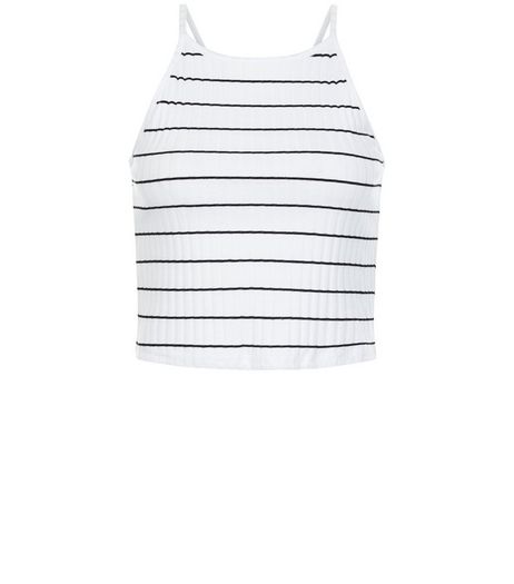 White Ribbed Stripe Crop Top | New Look