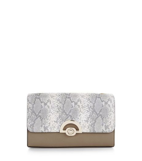 Black Snakeskin Print Panel Shoulder Bag | New Look